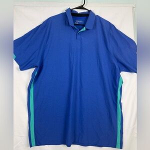 Nike Men's Polo Shirt in Blue with Green Stripes